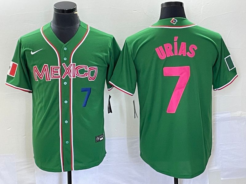 Men 2023 World Cub Mexico #7 Urias Green pink Nike MLB Jersey4